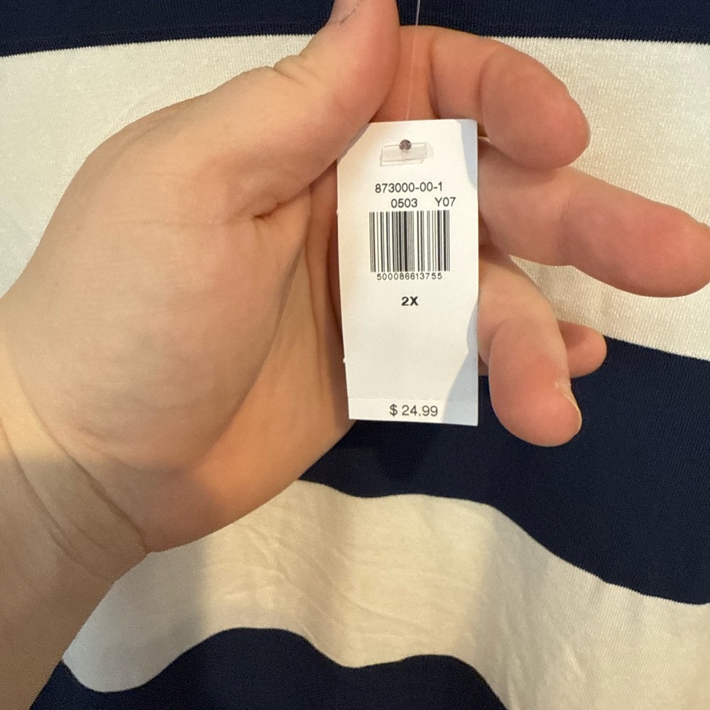 Old Navy Navy and White Striped tee. - Picture 3 of 4